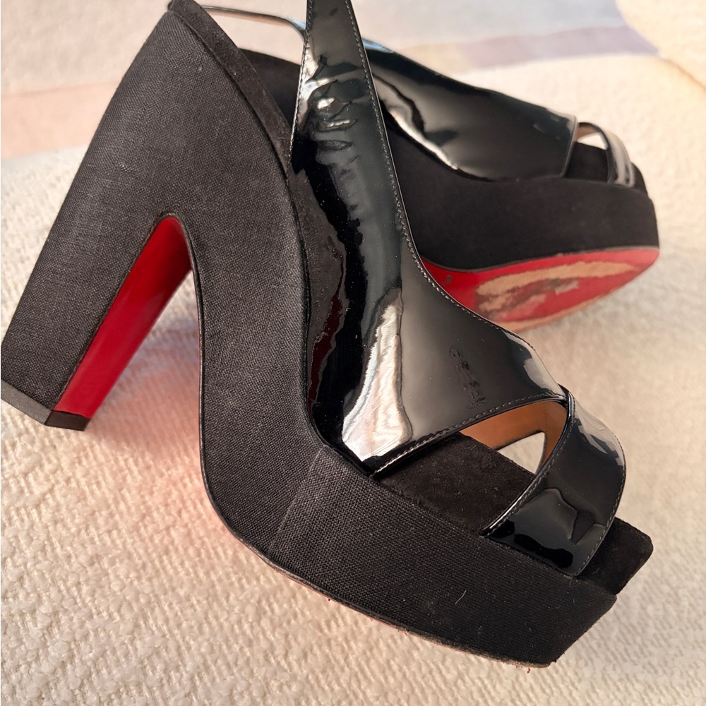 Christian Louboutin Black Patent Leather Platform Heels - Picture 10 of 14